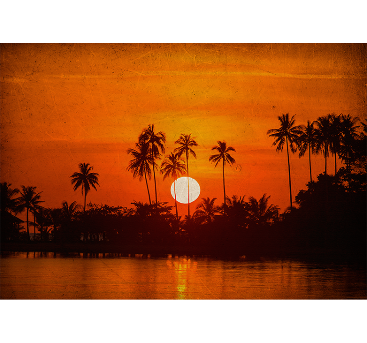 Tropical sunset scene stenske poslikave - TenStickers