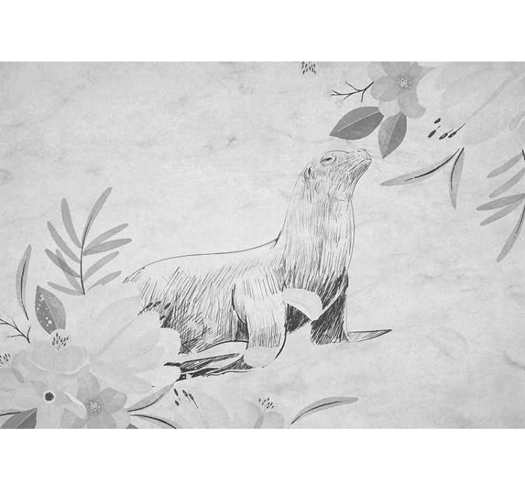 Fototapete za kopalnico foka med cvetjem - TenStickers