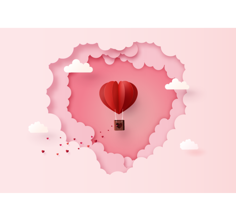 Heart hot air balloon fototapeta ljubezen - TenStickers
