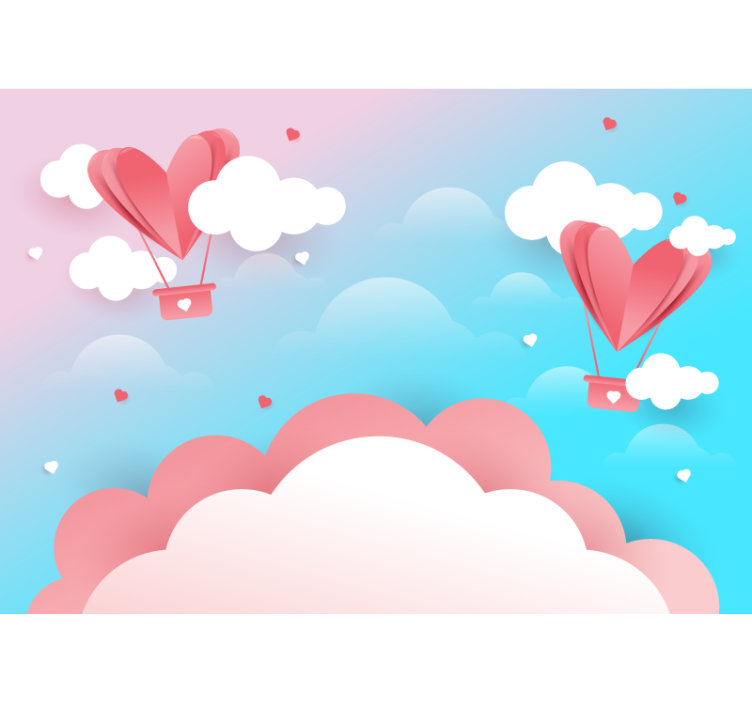 Floating heart balloons fototapeta ljubezen - TenStickers