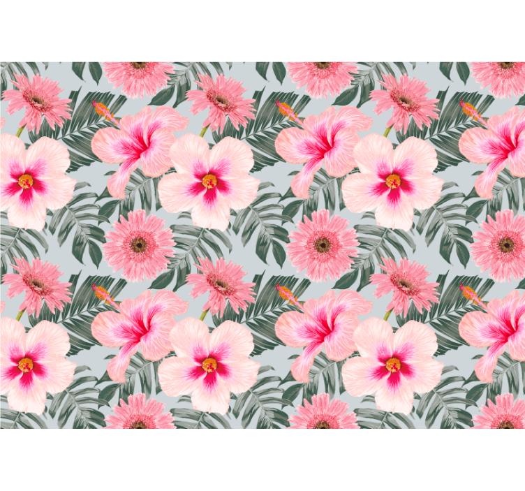 Pink floral pattern fototapete cvetje - TenStickers