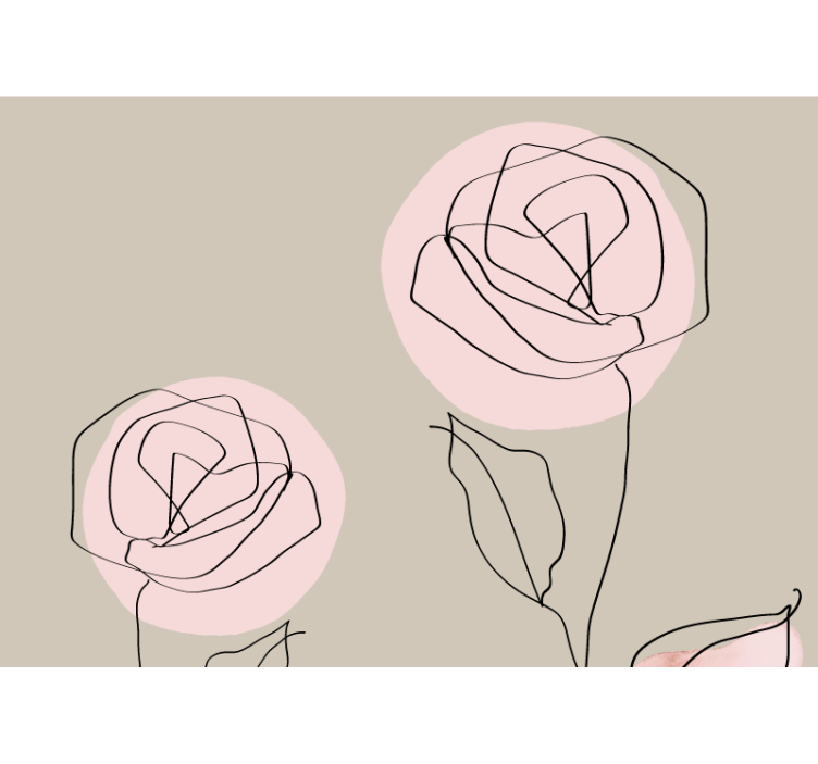 Line art roses fototapete cvetje - TenStickers