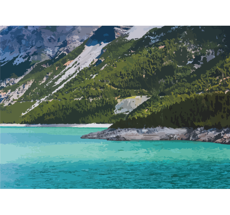 Mountain lake tranquility stenske poslikave - TenStickers