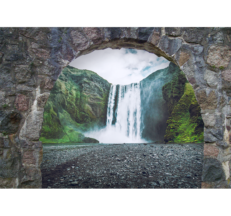 Majestic waterfall view slap fototapeta - TenStickers