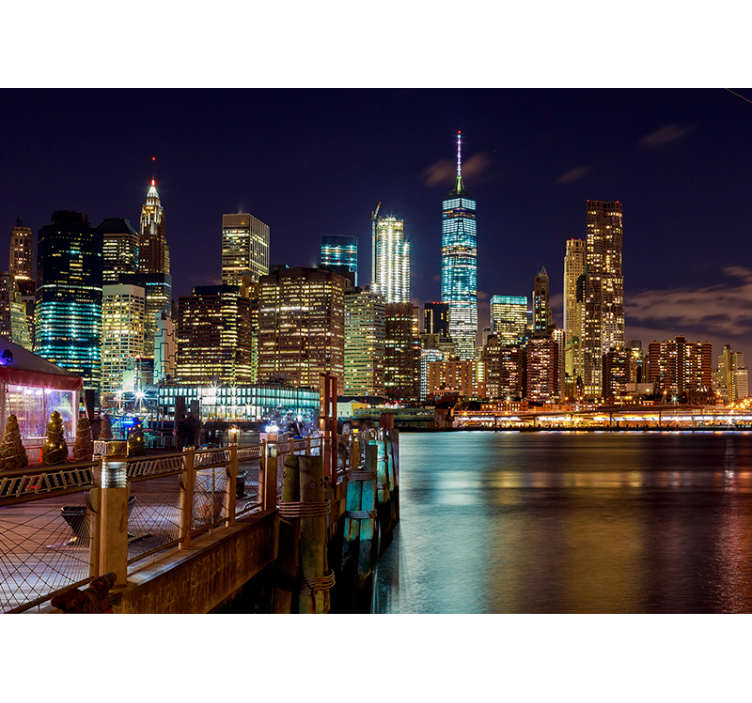 Urban night skyline fototapeta new york - TenStickers