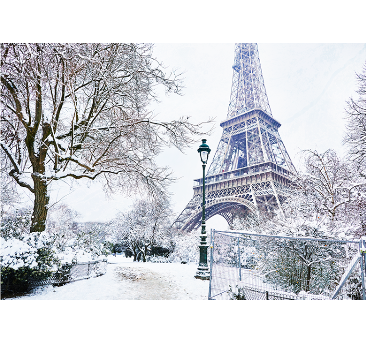 Eiffel tower in snow fototapete pariz - TenStickers