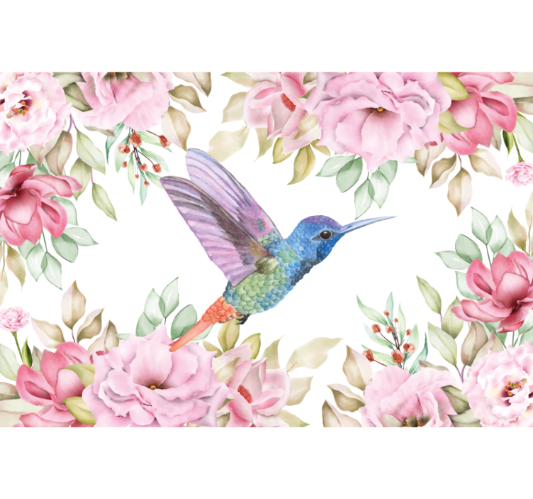 Hummingbird among blossoms fototapete s cvetjem - TenStickers
