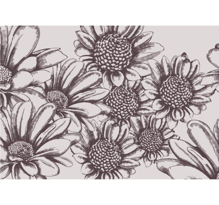 Daisy flower pattern fototapete cvetje - TenStickers