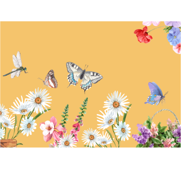 Butterfly floral scene fototapete cvetje - TenStickers