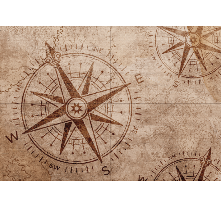 Nautical star compass fototapete z zemljevidom sveta - TenStickers