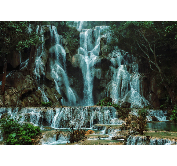 Majestic waterfall display fototapeta z gorami - TenStickers