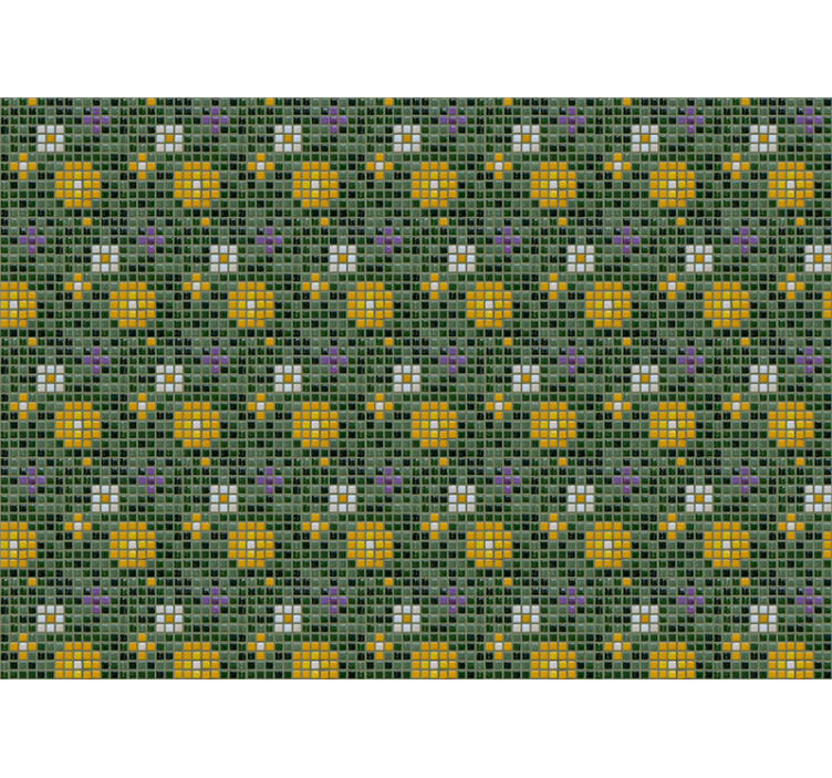 živahen cvetlični vzorec ploščic Fototapete za kopalnico - TenStickers