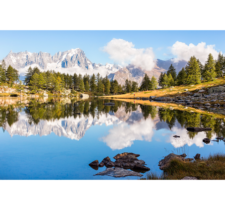 Mountain reflection scenery stenske poslikave - TenStickers