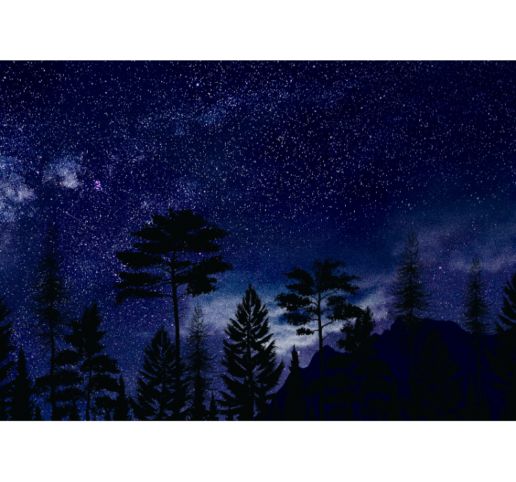Starlit forest silhouettes fototapete neba - TenStickers