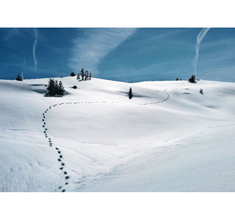 Snowy mountain path fototapeta z gorami - TenStickers