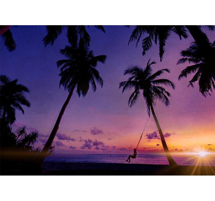 Sunset swinging palm fototapete narava - TenStickers