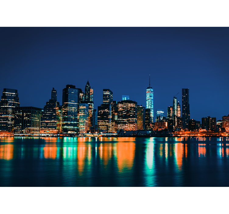 New york skyline night fototapeta new york - TenStickers