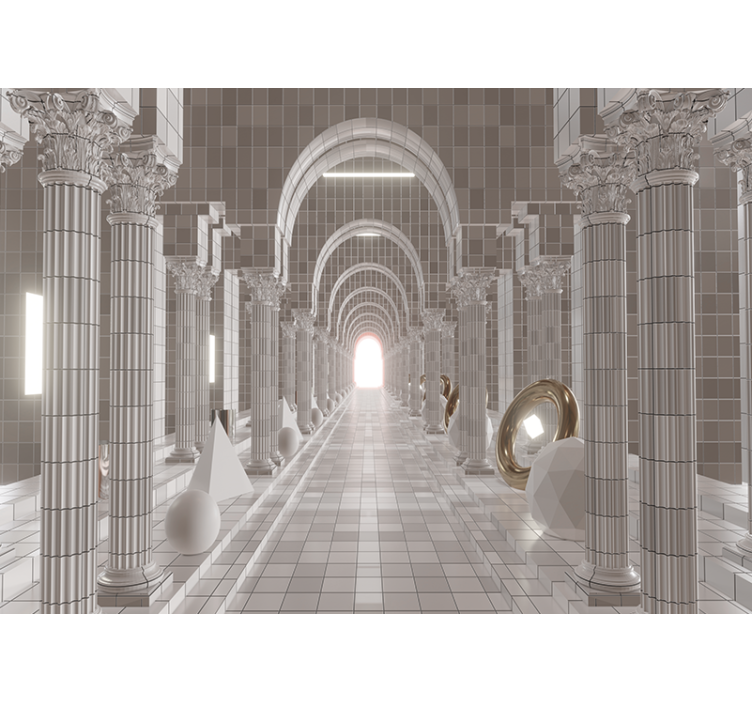 Architectural hallway design z abstraktnimi fototapeti - TenStickers