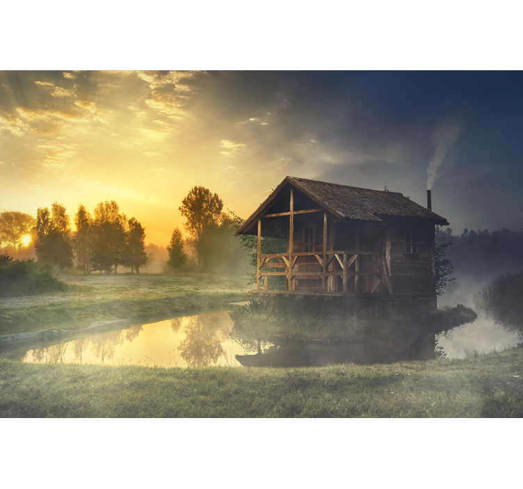 Serene cabin sunset stenske poslikave - TenStickers