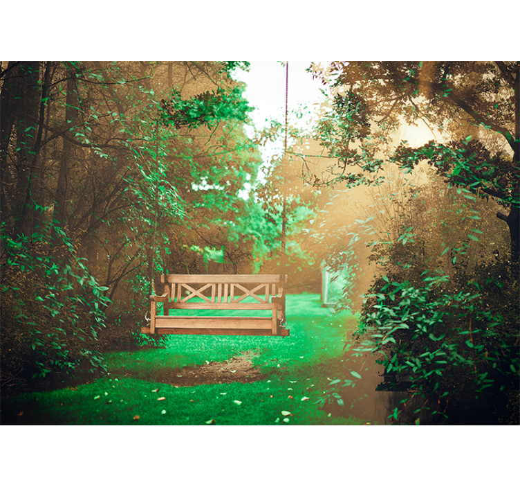 Lesena gugalna koča pogled na naravo stensko poslikavo - TenStickers