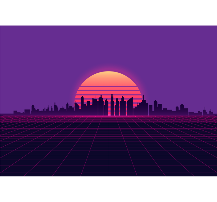 Sunset cityscape silhouette fototapete mest - TenStickers