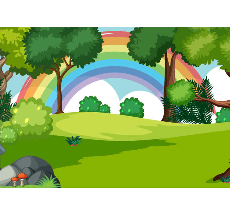 Rainbow forest scene tapeta džungle - TenStickers