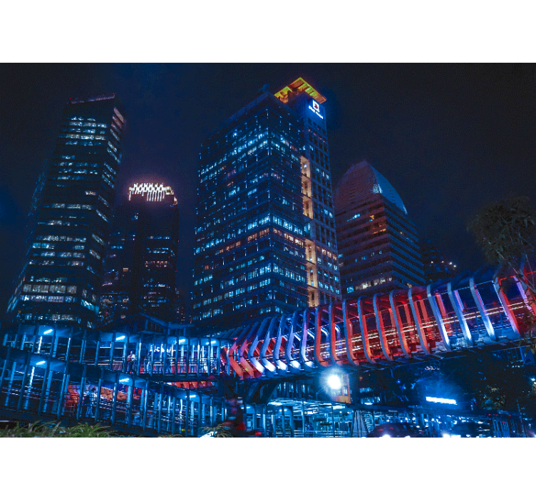 Modern cityscape night fototapete mest in držav - TenStickers