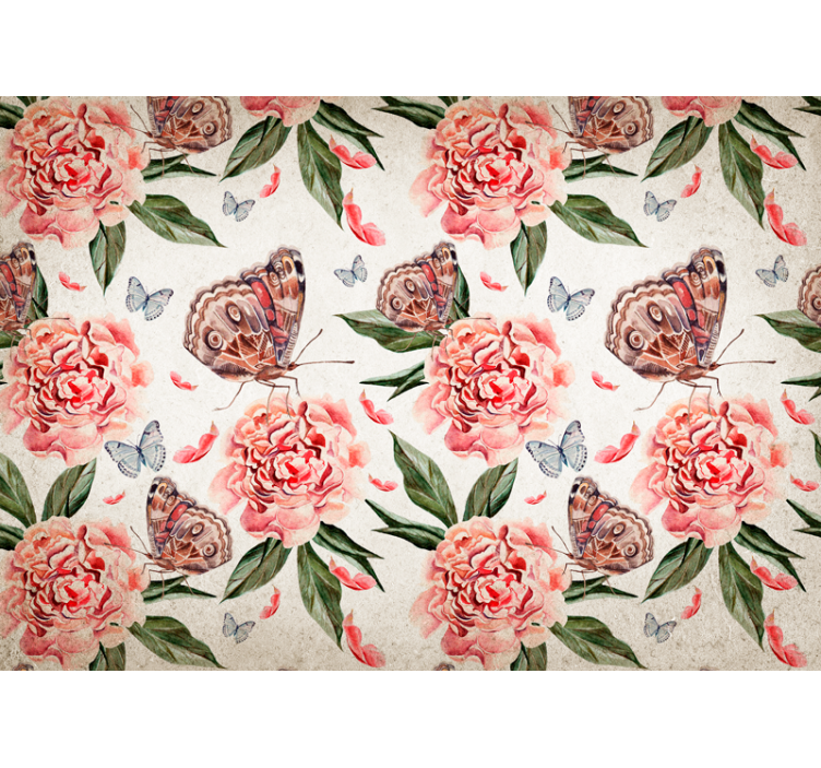 Butterflies and peonies fototapete cvetje - TenStickers
