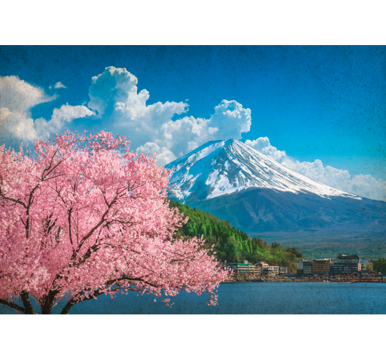 Mountains and cherry blossoms stenske poslikave - TenStickers