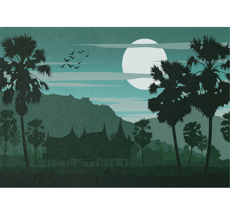 Moonlit palm trees fototapeta gozd - TenStickers