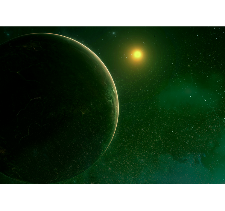 Zeleni planet satelitski vesoljska stenska poslikava - TenStickers