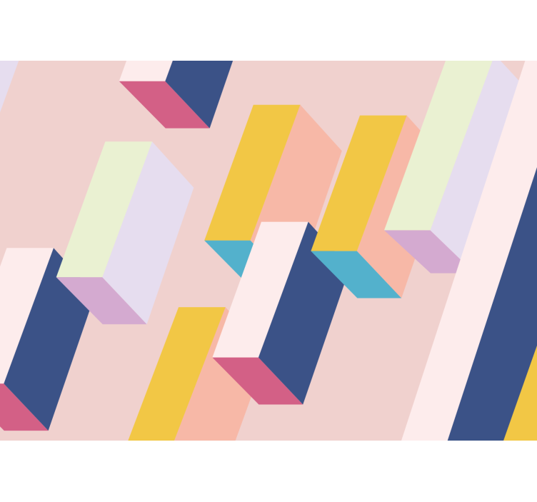 Stenska poslikava dnevne sobe s 3d geometrijskim vzorcem - TenStickers