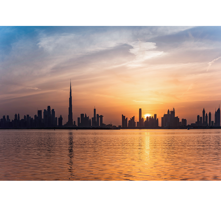 Dubai skyline sunset fototapete mest in držav - TenStickers