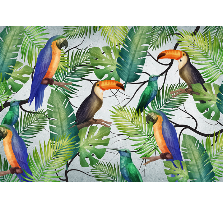 Tropical birds theme fototapete z živalmi - TenStickers