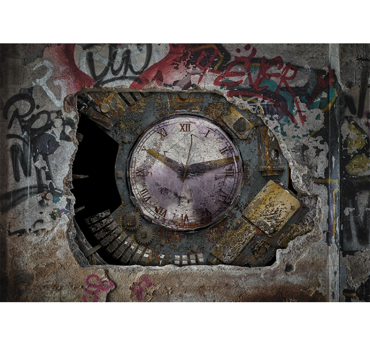 Rusty clock design fototapete z graffiti motivi - TenStickers