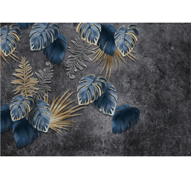 Učinek 3d rastlin na betonske 3d stenske fototapete - TenStickers