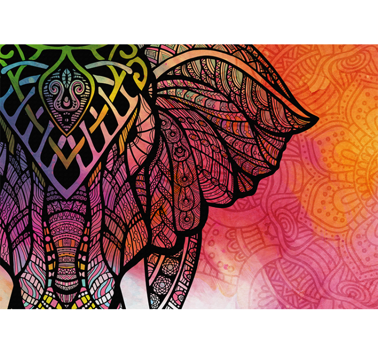 Boemska indijska skicirana stenska poslikava slona - TenStickers