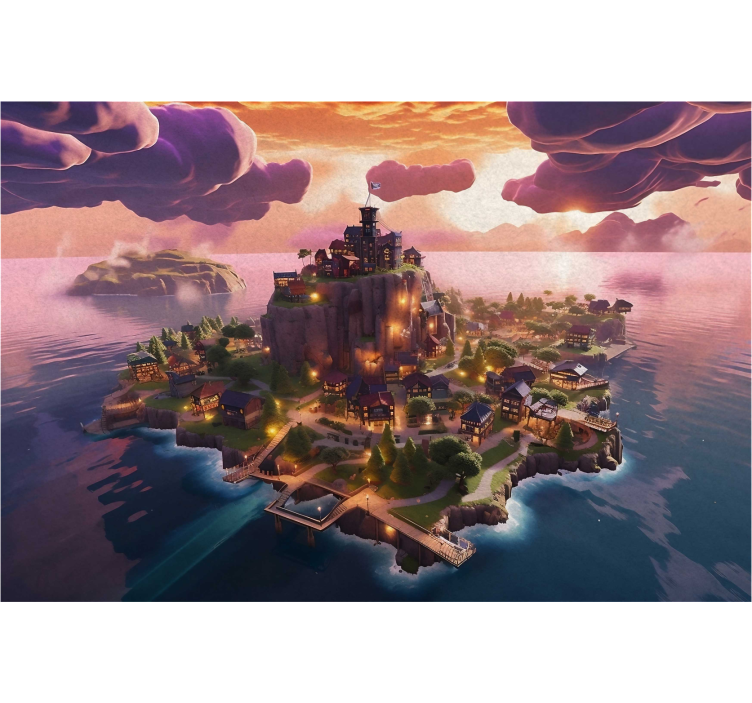 Tukaj je svet pustega otoka. Otok je prekrit z gozdovi in ​​gorsk - TenStickers