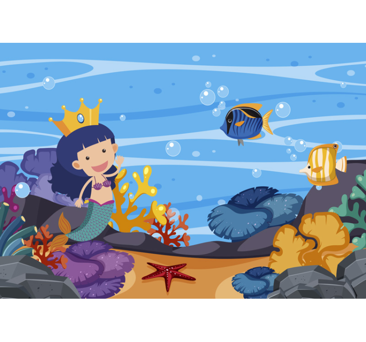Risanka sirena pod morjem Fototapete za otroško sobo - TenStickers