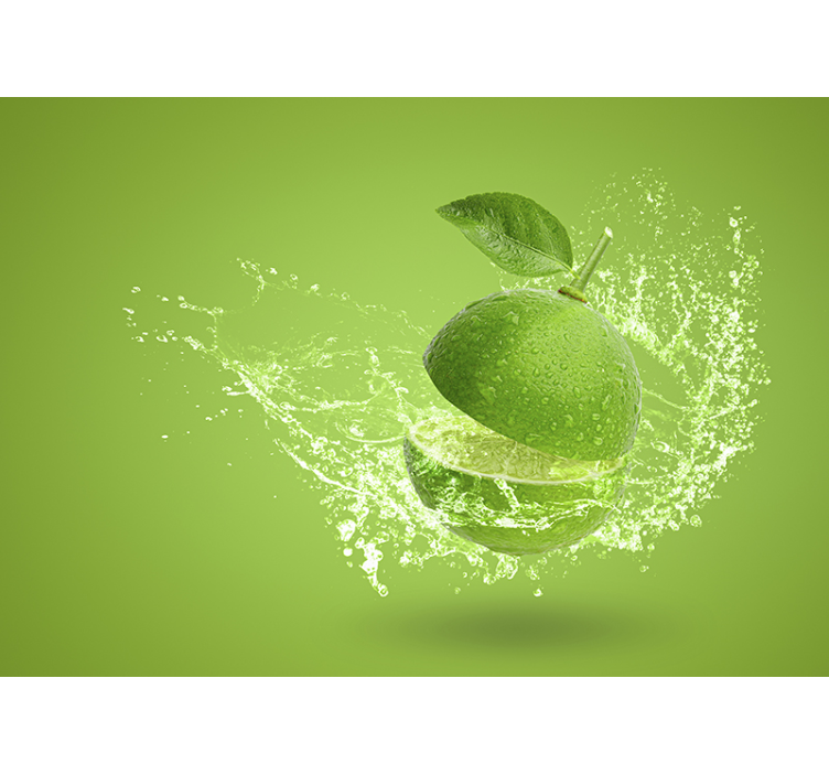 Splashing green citrus fototapete s cvetjem - TenStickers