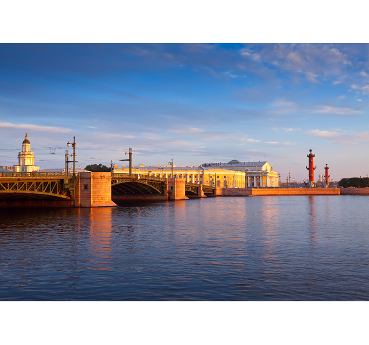 St. petersburg bridge sunset fototapeta mest in držav - TenStickers