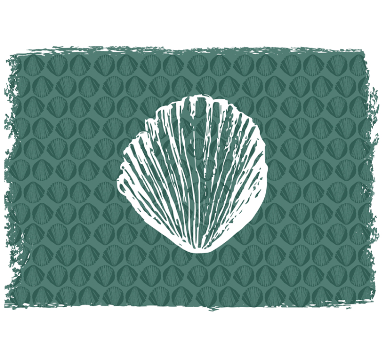 Retro stenski poslikav z vzorcem školjk - TenStickers