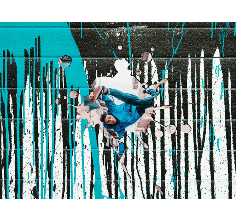 Dynamic skateboarder action in fototapete z grafiti - TenStickers