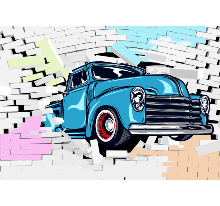 Classic blue pickup fototapeta z vozili - TenStickers