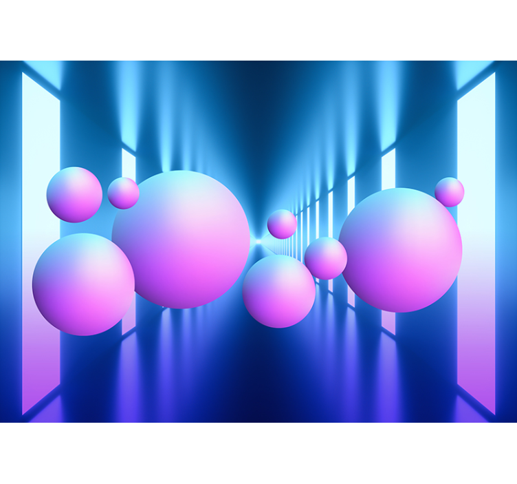 Floating spheres illusion abstraktni fototapeti - TenStickers