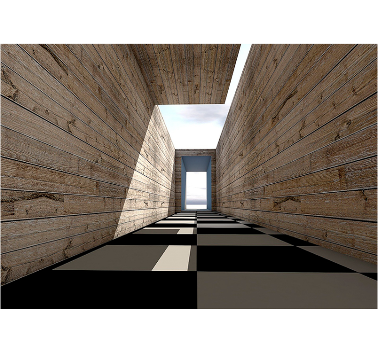Wooden hallway perspective fototapete s teksturami - TenStickers