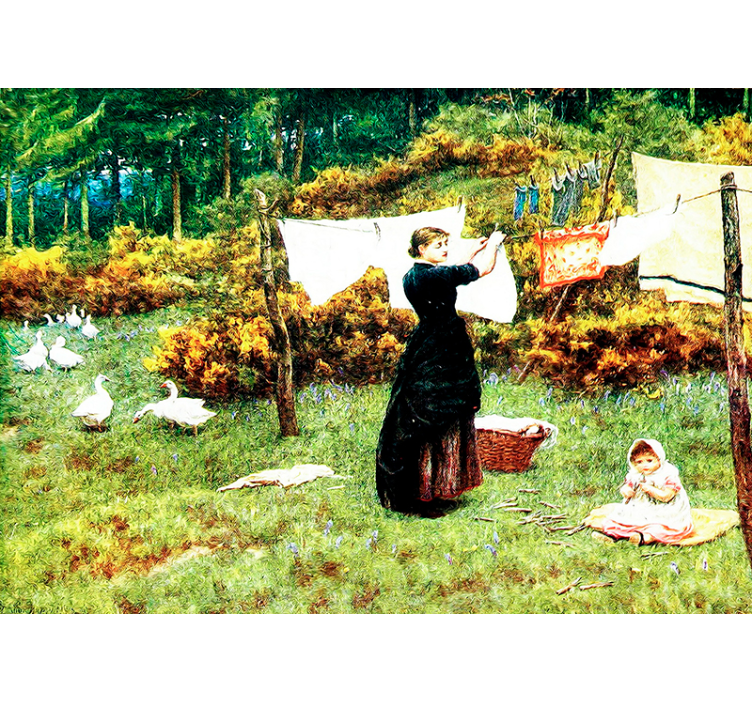 ženska obeša perilo Fototapete klasične umetnosti - TenStickers