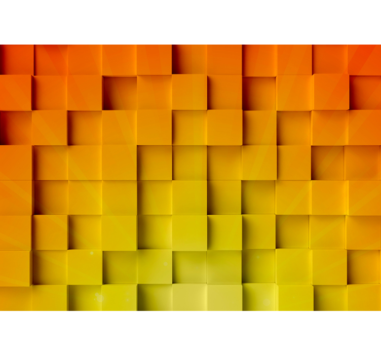 Geometric cube motif fototapete s teksturami - TenStickers