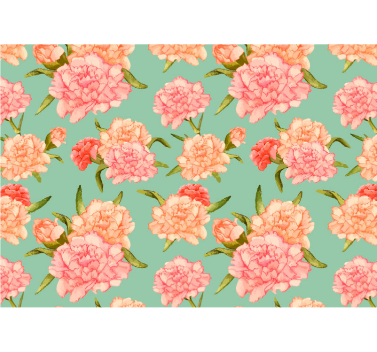 Peony floral pattern fototapete cvetje - TenStickers