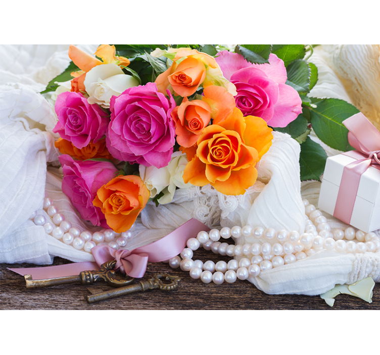 Cvetje z bisernimi stenskimi fototapete - TenStickers